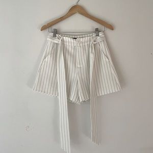 Black and white striped dress shorts